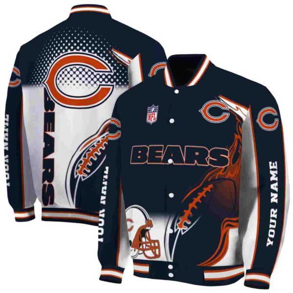 custom chicago bears flaming football blue white jacket fashion forward jacketwow
