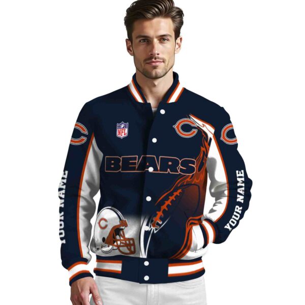 custom chicago bears flaming football blue white jacket high quality jacketwow