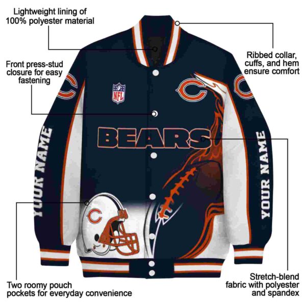 custom chicago bears flaming football blue white jacket new arrival jacketwow