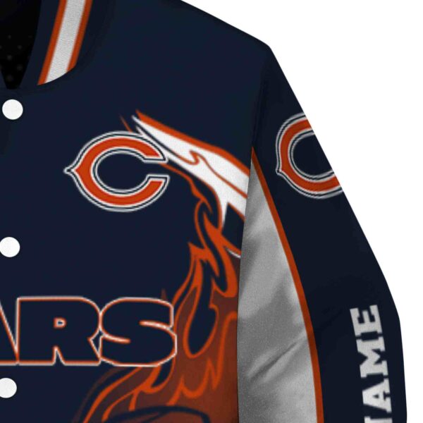custom chicago bears flaming football blue white jacket premium grade jacketwow