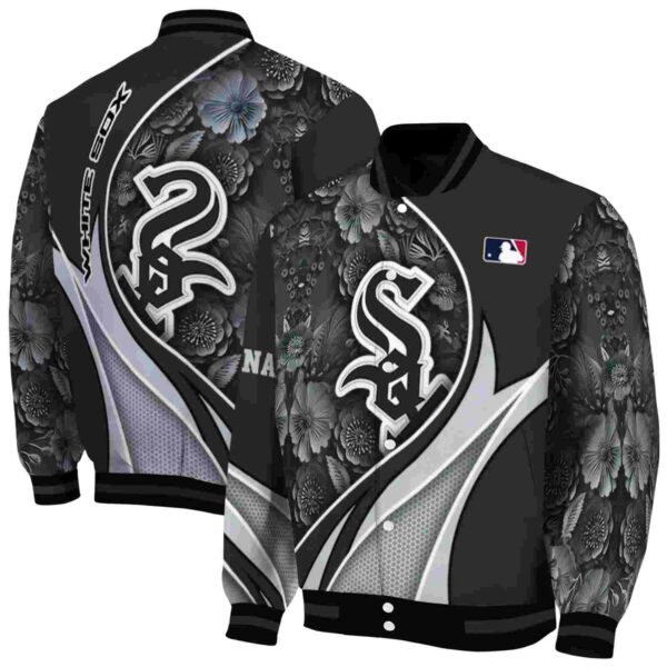 custom chicago white sox floral print black jacket fashion forward jacketwow