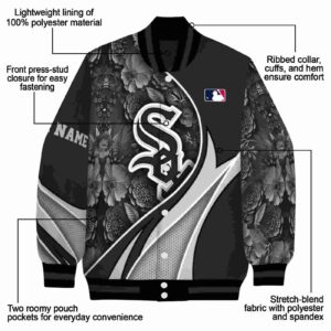 custom chicago white sox floral print black jacket new arrival jacketwow