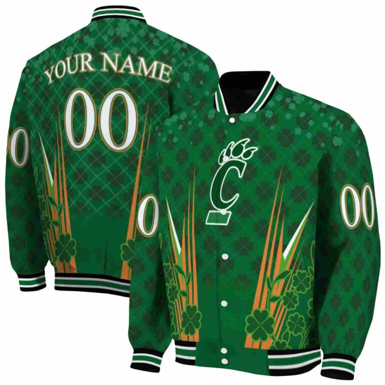 custom cincinnati bearcats shamrock pattern green jacket fashion forward jacketwow