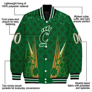 custom cincinnati bearcats shamrock pattern green jacket new arrival jacketwow
