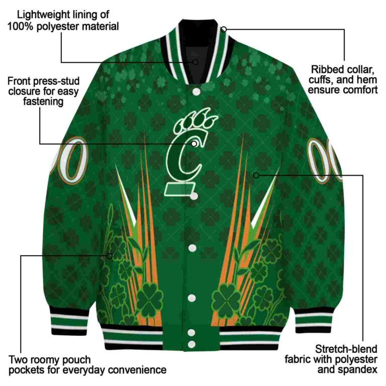 custom cincinnati bearcats shamrock pattern green jacket new arrival jacketwow