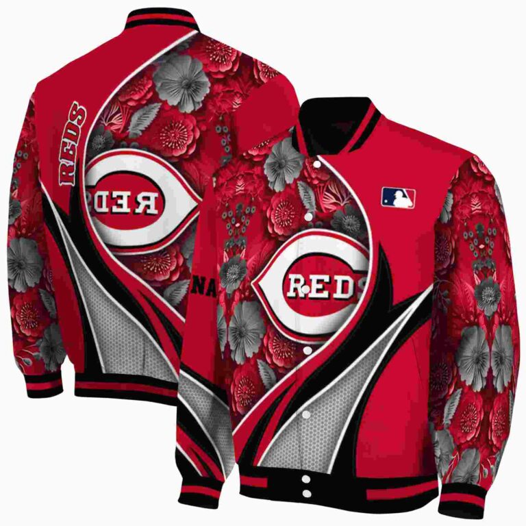 custom cincinnati reds floral print red jacket fashion forward jacketwow