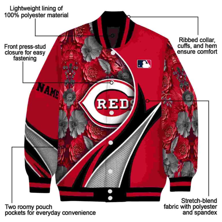 custom cincinnati reds floral print red jacket new arrival jacketwow