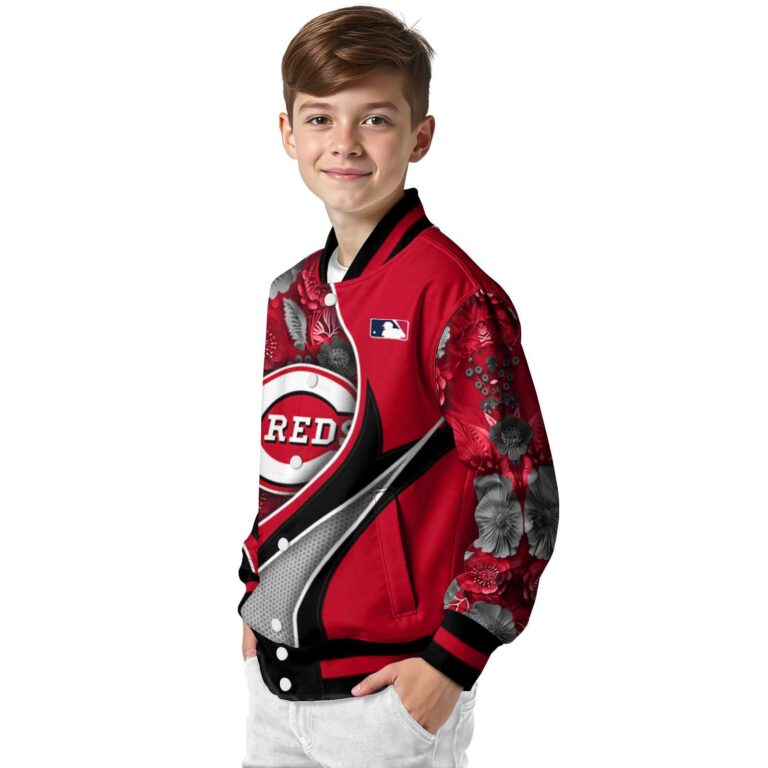 custom cincinnati reds floral print red jacket trendy jacketwow