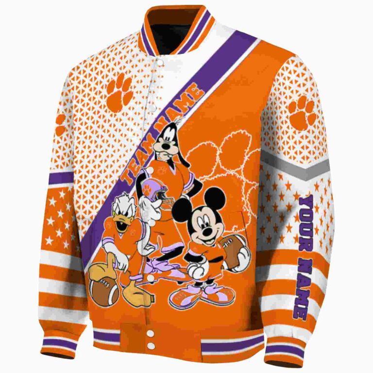 custom clemson tigers mickey donald goofy orange white jacket best selling jacketwow