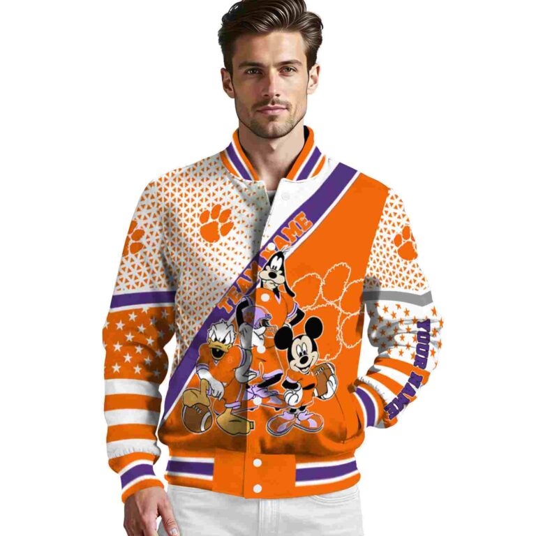 custom clemson tigers mickey donald goofy orange white jacket high quality jacketwow