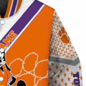 custom clemson tigers mickey donald goofy orange white jacket premium grade jacketwow