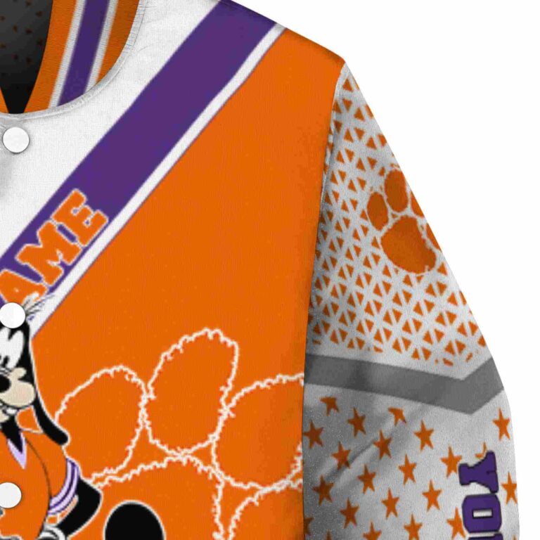 custom clemson tigers mickey donald goofy orange white jacket premium grade jacketwow