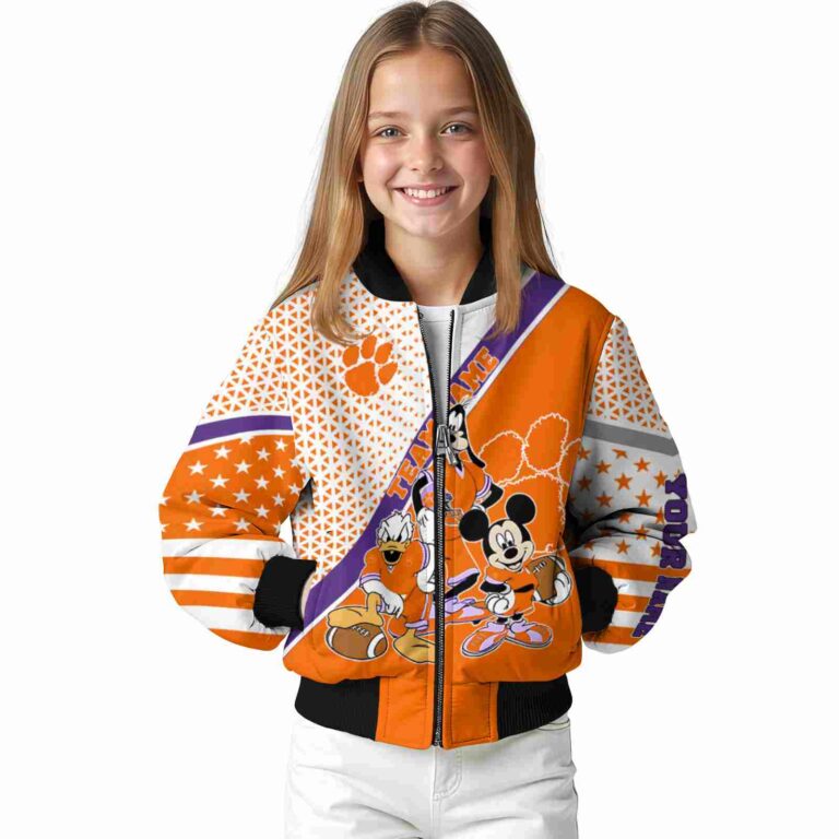 custom clemson tigers mickey donald goofy orange white jacket top rated jacketwow