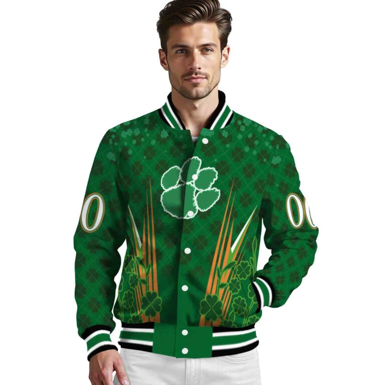 custom clemson tigers shamrock pattern green jacket high quality jacketwow