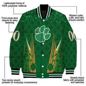 custom clemson tigers shamrock pattern green jacket new arrival jacketwow