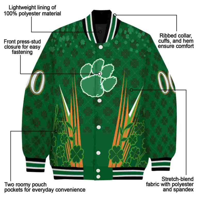 custom clemson tigers shamrock pattern green jacket new arrival jacketwow