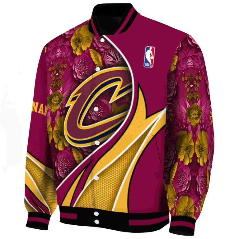 custom cleveland cavaliers floral print wine jacket best selling jacketwow