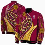 custom cleveland cavaliers floral print wine jacket best selling jacketwow
