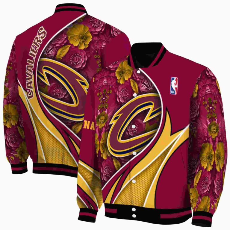 custom cleveland cavaliers floral print wine jacket fashion forward jacketwow