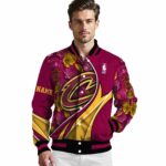 custom cleveland cavaliers floral print wine jacket best selling jacketwow