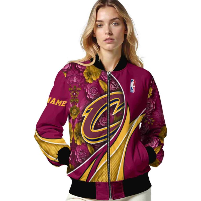 custom cleveland cavaliers floral print wine jacket latest model jacketwow