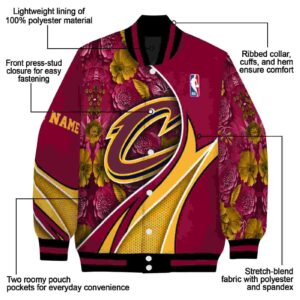 custom cleveland cavaliers floral print wine jacket new arrival jacketwow