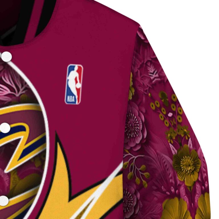 custom cleveland cavaliers floral print wine jacket premium grade jacketwow