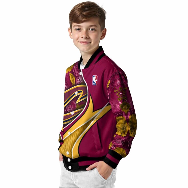 custom cleveland cavaliers floral print wine jacket trendy jacketwow