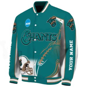 custom coastal carolina chanticleers flaming football green white jacket best selling jacketwow