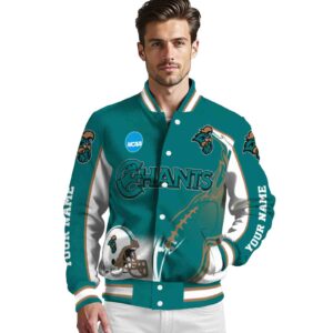 custom coastal carolina chanticleers flaming football green white jacket high quality jacketwow