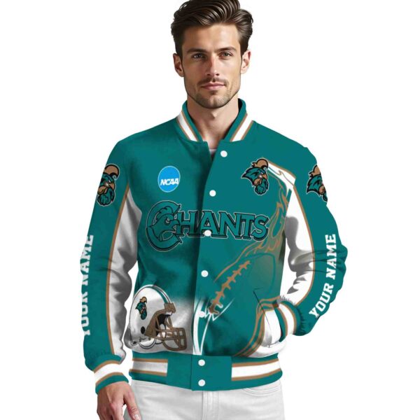 custom coastal carolina chanticleers flaming football green white jacket high quality jacketwow