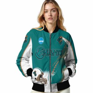 custom coastal carolina chanticleers flaming football green white jacket latest model jacketwow