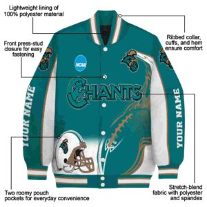 custom coastal carolina chanticleers flaming football green white jacket new arrival jacketwow
