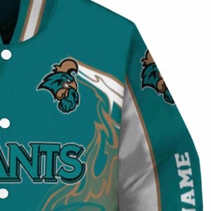 custom coastal carolina chanticleers flaming football green white jacket premium grade jacketwow