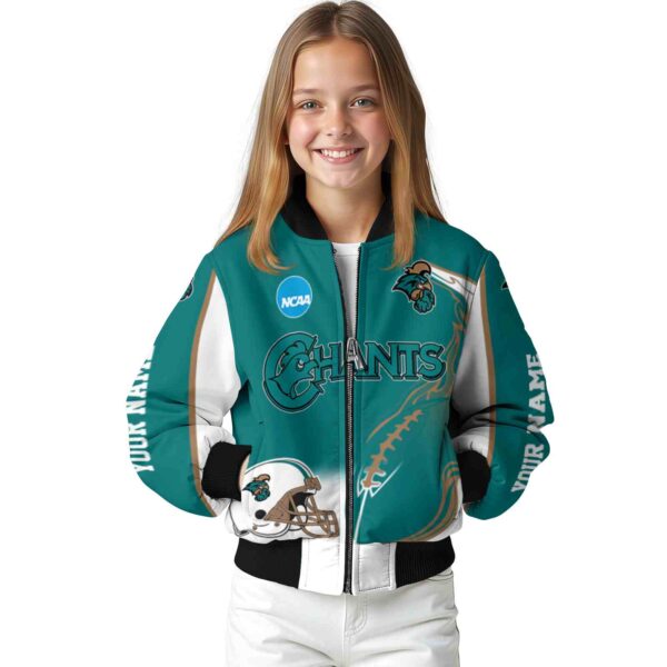 custom coastal carolina chanticleers flaming football green white jacket top rated jacketwow