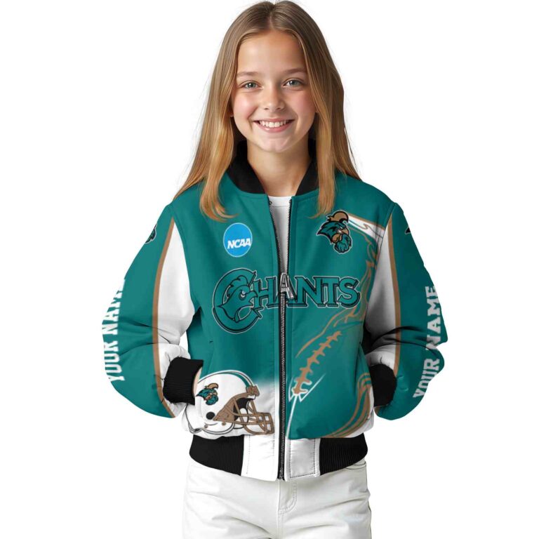 custom coastal carolina chanticleers flaming football green white jacket top rated jacketwow