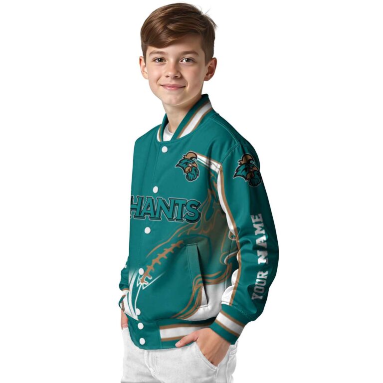 custom coastal carolina chanticleers flaming football green white jacket trendy jacketwow