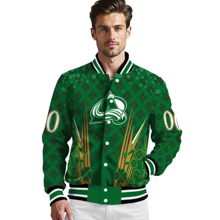 custom colorado avalanche shamrock pattern green jacket high quality jacketwow