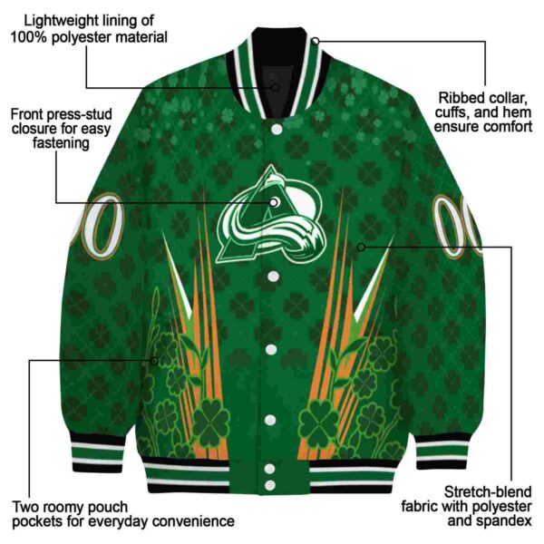 custom colorado avalanche shamrock pattern green jacket new arrival jacketwow