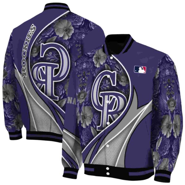 custom colorado rockies floral print blue jacket fashion forward jacketwow