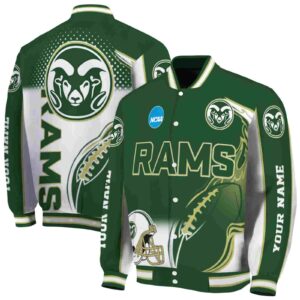custom colorado state rams flaming football green white jacket fashion forward jacketwow
