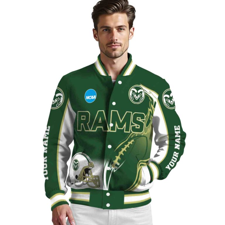 custom colorado state rams flaming football green white jacket high quality jacketwow