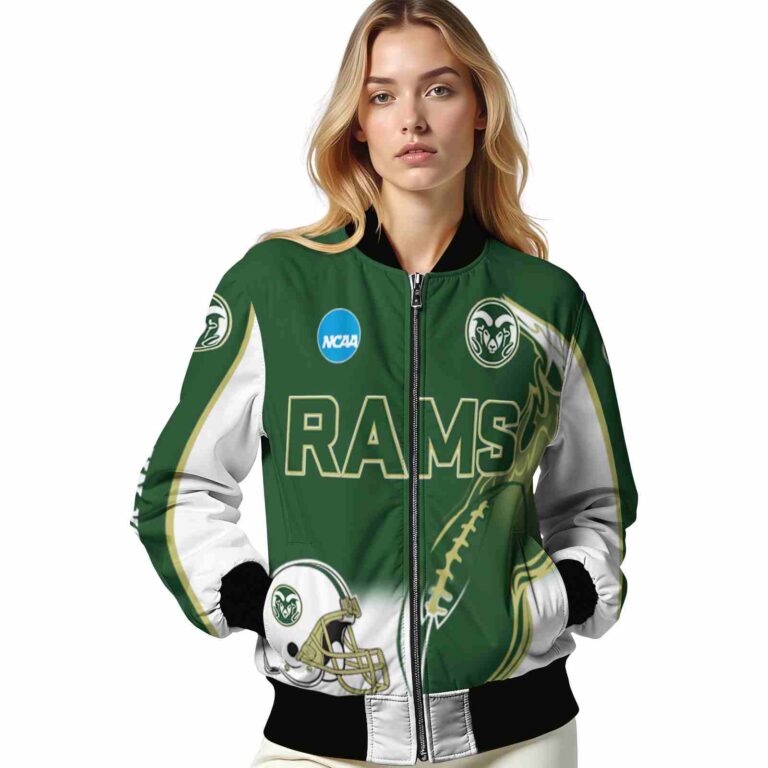 custom colorado state rams flaming football green white jacket latest model jacketwow