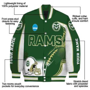 custom colorado state rams flaming football green white jacket new arrival jacketwow