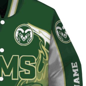 custom colorado state rams flaming football green white jacket premium grade jacketwow