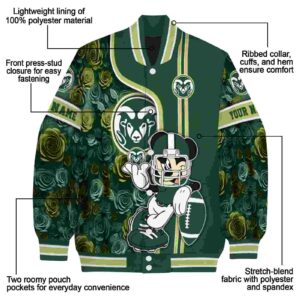 custom colorado state rams rose mickey green jacket new arrival jacketwow