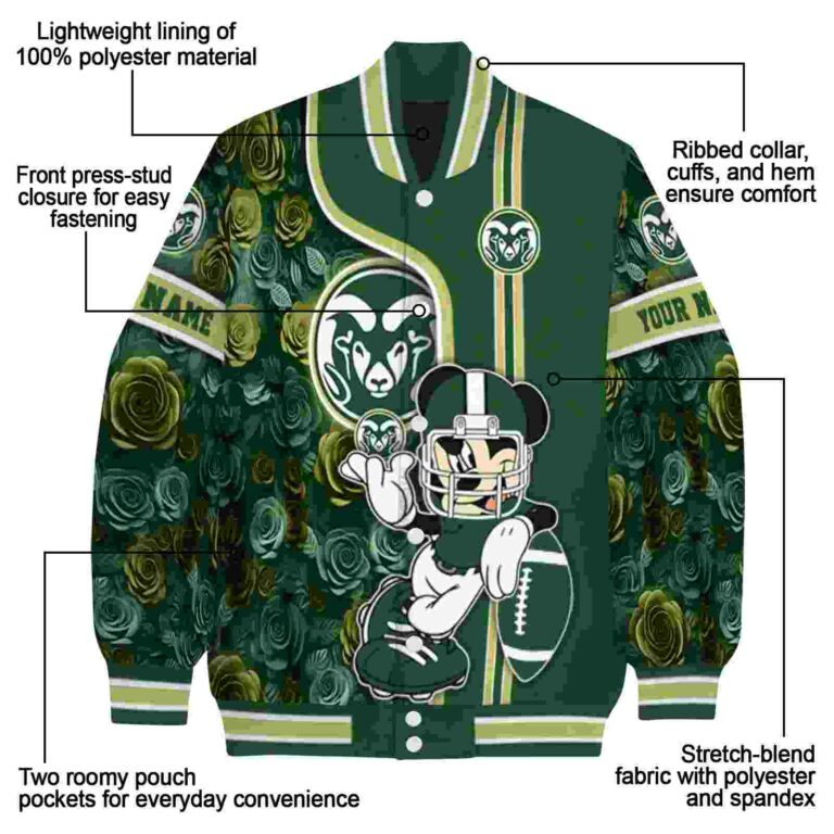 custom colorado state rams rose mickey green jacket new arrival jacketwow