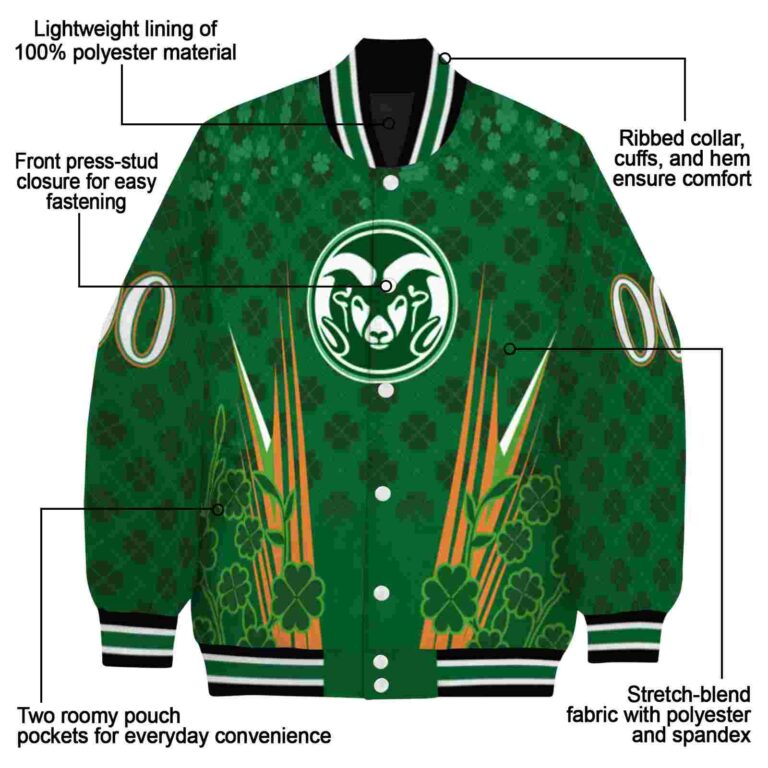 custom colorado state rams shamrock pattern green jacket new arrival jacketwow