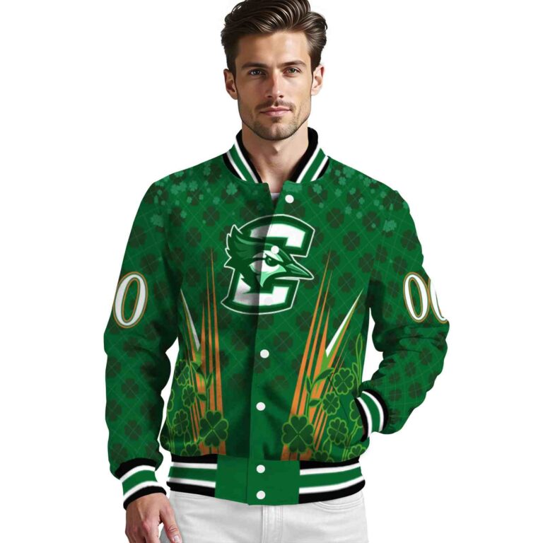 custom creighton bluejays shamrock pattern green jacket high quality jacketwow