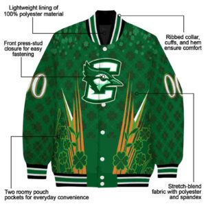 custom creighton bluejays shamrock pattern green jacket new arrival jacketwow